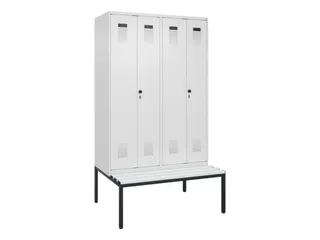 locker met bank,voor scheiding van kleding,HxBxD 2120x1200x815mm,4vak - 2