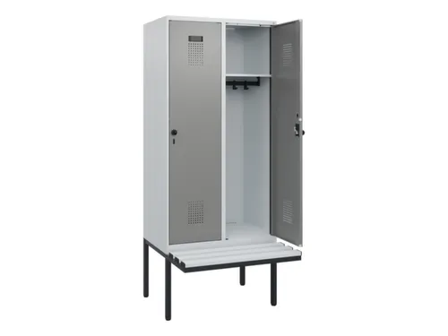 locker met bank,HxBxD 1950x800x815mm,2vak,vak B 400mm,draaigrendel