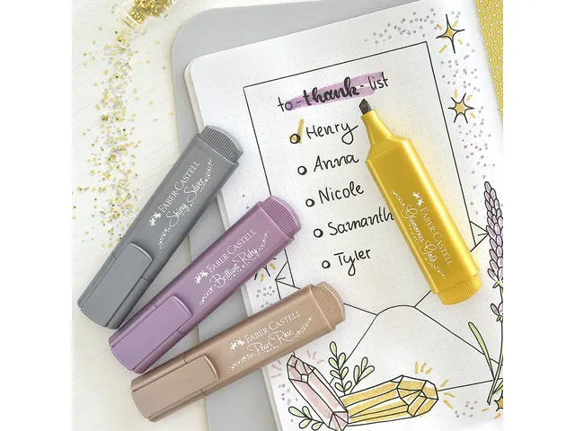 Tekstmarker Faber Castell Metallic in display á 80 stuks