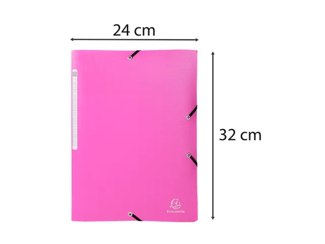 Elastomap 3 kleppen polypropyleen 5/10de Ondoorschijnend A4 Fuchsia