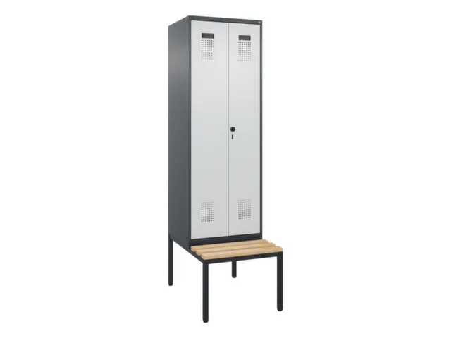 locker met bank,voor scheiding van kleding,HxBxD 2120x600x815mm,2vak