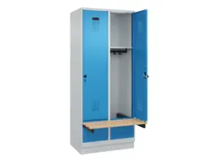 locker met bank,HxBxD 1950x800x815mm,2vak,vak B 400mm,draaigrendel