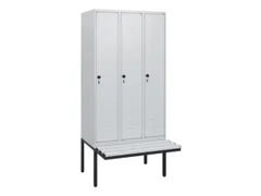 locker met bank,HxBxD 1950x900x815mm,3vak,vak B 300mm,draaigrendel