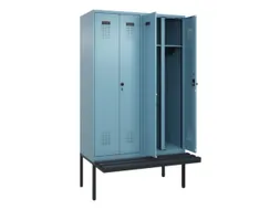 locker met bank,voor scheiding van kleding,HxBxD 2120x1200x815mm,4vak