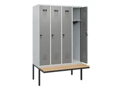 locker met bank,HxBxD 1950x1200x815mm,4vak,vak B 300mm,draaigrendel