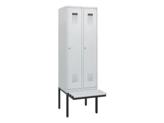 locker met bank,HxBxD 1950x600x815mm,2vak,vak B 300mm,cilinderslot - 2