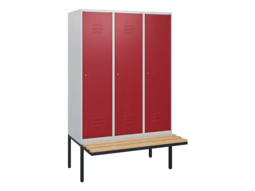 locker met bank,HxBxD 1950x1200x815mm,3vak,vak B 400mm,cil.-slot