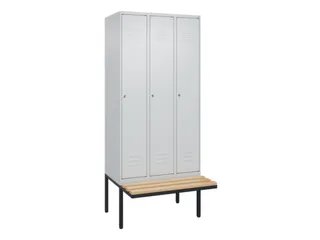 locker met bank,HxBxD 2120x900x815mm,3vak,vak B 300mm,cil.-slot - 1