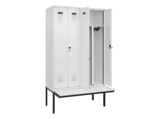 PBM-locker met bank,HxBxD 2120x1200x815mm,4vak,vak B 300mm - 1