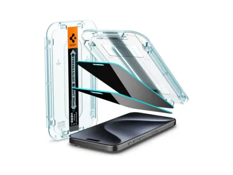 Spigen EZ Fit Glas.tR Apple iPhone 15 Pro Privacy Glass (2-Pack)