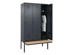 locker met bank,HxBxD 2120x1200x815mm,3vak,vak B 400mm,draaigrendel