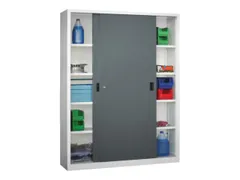 schuifdeurkast,HxBxD 1950x1500x400mm,RAL7035,front RAL7016