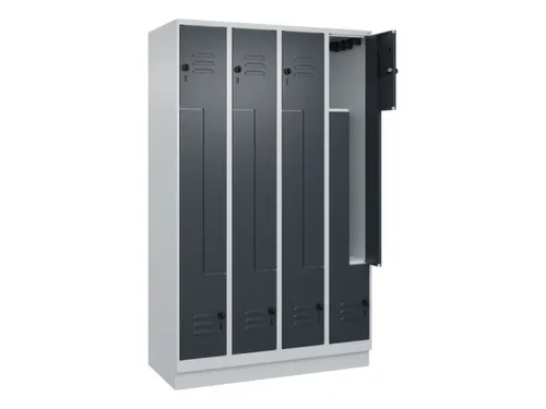 Z-garderobekast,HxBxD 1950x1200x500mm,vak B 150/300mm,draaigrendel