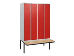locker met bank,HxBxD 1950x1200x815mm,4vak,vak B 300mm,cil.-slot
