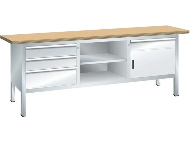 werkbank,HxBxD 840x2000x700mm,multiplexblad,draagverm. 1000kg,4voeten