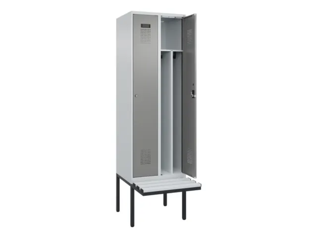 locker met bank,voor scheiding van kleding,HxBxD 2120x600x815mm,2vak