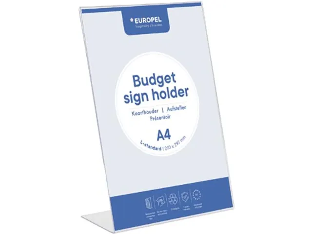 Kaarthouder A4 Glashelder Polystyreen L-Stand