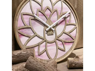 Wandklok Nextime dia 40cm Roze Hout Lotus - 10