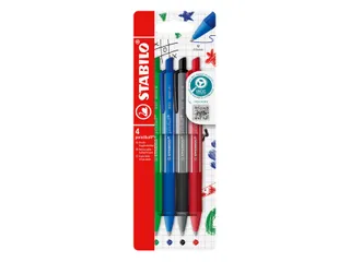 Balpen STABILO pointball colorful medium assorti blister à 4 stuks - 6