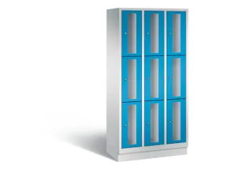 Lockerkast 1800x900x500mm 3x3 vakken Cilinderslot, Sokkel, RAL5012 - 2