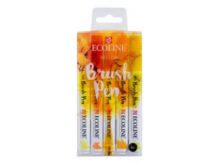 Brushpen Talens Ecoline set-geel blister à 5 stuks assorti - 8