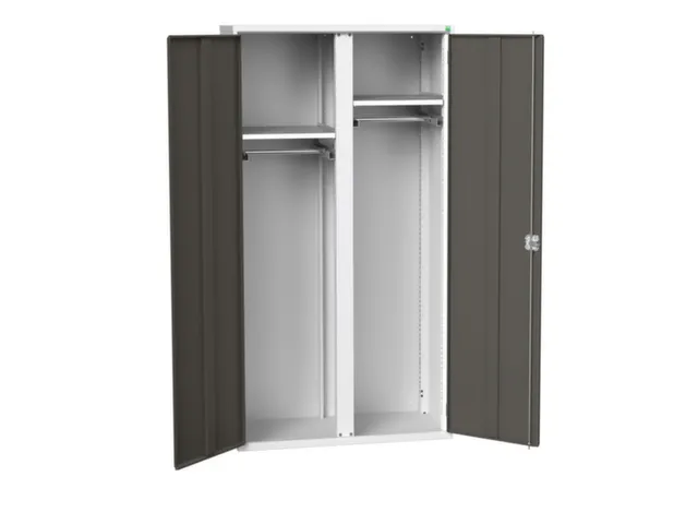 Lockerkast 2000x1050x550mm 2 vakken, dubbele vleugeldeur, RAL7016