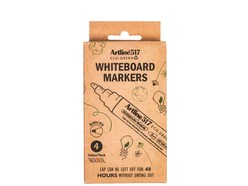 Whiteboardmarker Artline 517 Eco Dry Safe rond Medium assorti 4 stuks