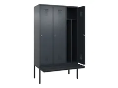 locker met bank,voor scheiding van kleding,HxBxD 2120x1200x815mm,3vak