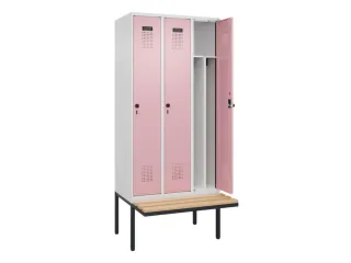 locker met bank,voor scheiding van kleding,HxBxD 2120x900x815mm,3vak - 1