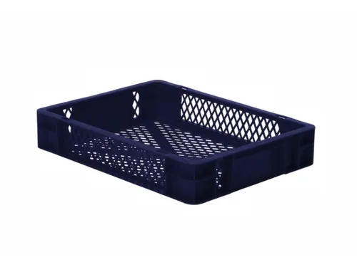 Euronorm-stapelbak 7l 75x 400x 300mm Wanden/bodem Opengewerkt Blauw
