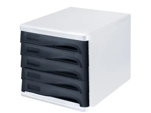 ladeblok,5lade(n),HxBxD 250x265x340mm,kunststof,wit,laden zwart