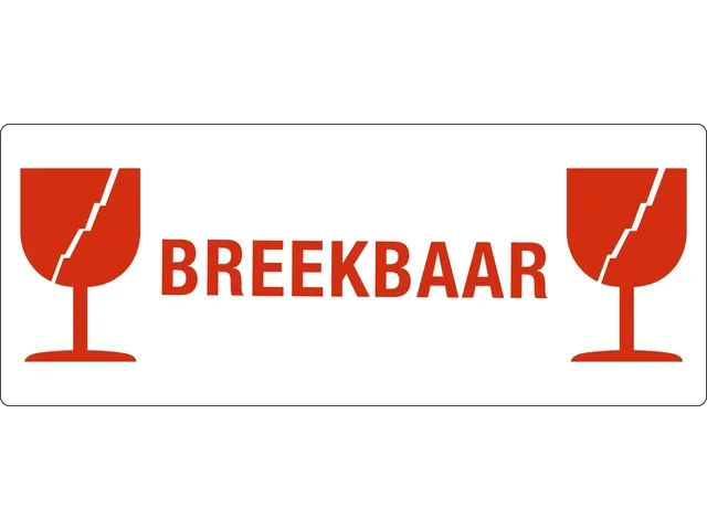 Waarschuwingsetiket breekbaar/glas 150mmx60mm 500 stuks