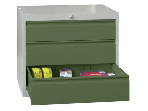 ladekast 600x715x600mm 3laden cilinderslot RAL7035 front RAL6011