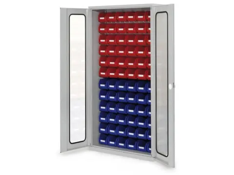 kast met sleufplaat m. bakken,HxBxD 1950x1000x410mm,72bakken PE