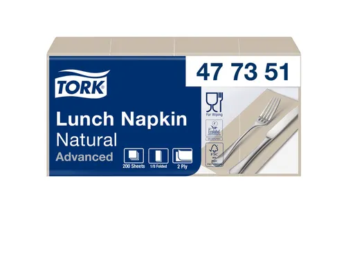 Servetten Tork 477351 2-laags 33x33cm naturel 1/8 vouw 200st.