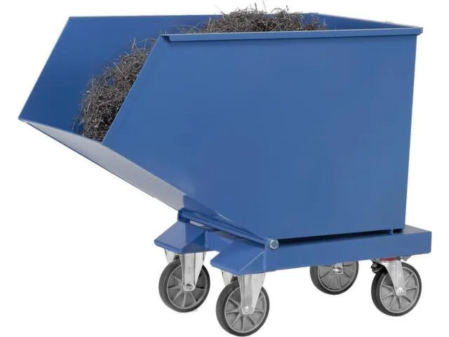 Bakwagen Met Wielen Met Vorksloffen Inhoud 400ltr Blauw Ral 5007