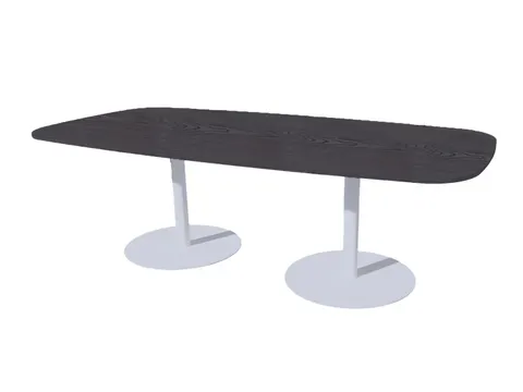 Linesto vergadertafel 240x120 deens ovaal houtprint schaduw 25mm alu
