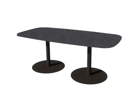 Linesto vergadertafel 200x100 deens ovaal houtprint schaduw 25mm zwart