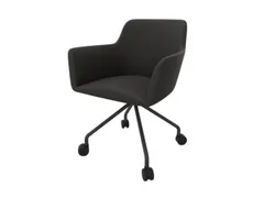 Bezoekersstoel 4-Voet/4Wielen Ronde Buis Donkergrijs Donkerbruin