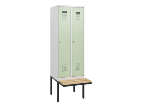 locker met bank,HxBxD 1950x600x815mm,2vak,vak B 300mm,cilinderslot