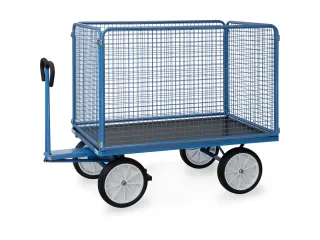 Handtrekwagens 6445v 1000kg 1600x900mm Draadgaas Wanden Massief Rubber - 1