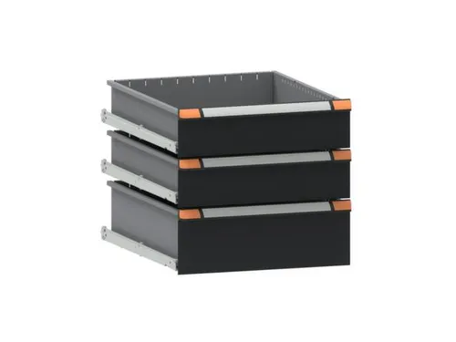 laden-onderbouw,v. werkbank,3lade(n),staal,RAL7016