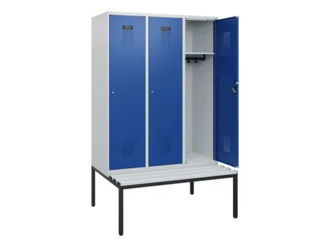 locker met bank,HxBxD 1950x1200x815mm,3vak,vak B 400mm,cilinderslot