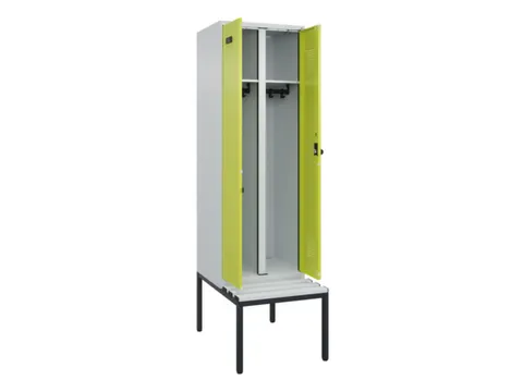 locker met bank,voor scheiding van kleding,HxBxD 2120x600x815mm,2vak