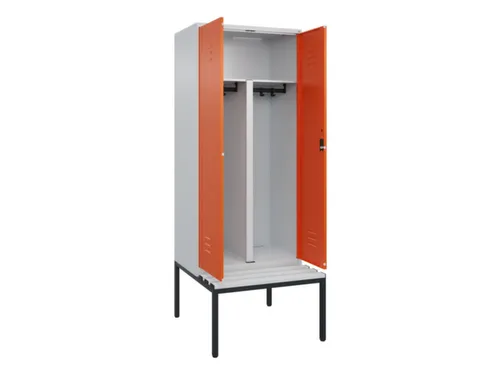PBM-locker met bank,HxBxD 2120x800x815mm,2vak,vak B 400mm,cil.-slot