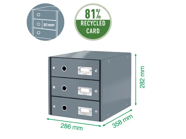 Ladenbox Leitz WOW Click & Store 3 laden groen 81% gerecycled karton
