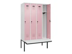 locker met bank,HxBxD 2120x1200x815mm,4vak,vak B 300mm,draaigrendel