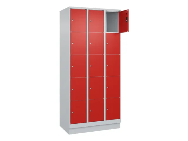 lockerkast,HxBxD 1950x900x500mm,3x5vakken,vak B 300mm,cil.-slot,sokkel