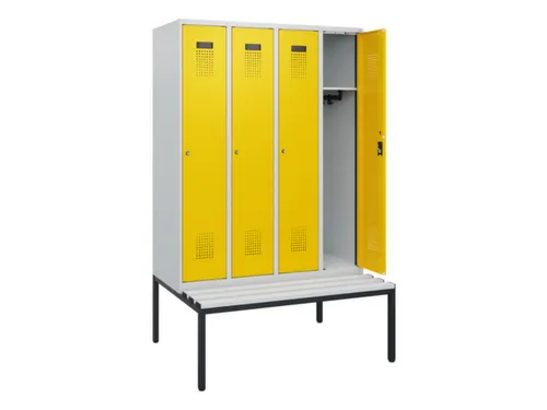 locker met bank,HxBxD 1950x1200x815mm,4vak,vak B 300mm,cilinderslot