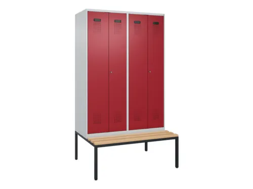 PBM-locker met bank,HxBxD 2120x1200x815mm,4vak,vak B 300mm